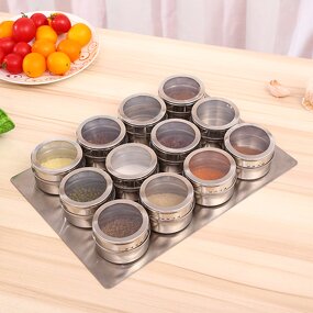 Stainless Steel Spice Jars Set Factory - Wholesale Magnetic Seasoning Storage