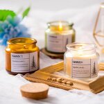 Glass Candle Jar Supplier - Wholesale Small 80ml Amber Round with Cork Lids