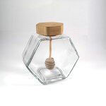 Glass Honey Jar Factory - Wholesale Clear Empty Hexagonal with Wood Lid