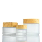Glass Cosmetic Cream Jar Manufacturer - Wholesale Flat Frosted with Wood Cap