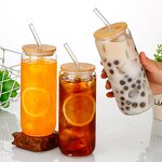 Glass Drink Cup Supplier - Hot Sale 16oz Reusable Can Shaped with Lid