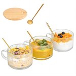 Glass Milk Tea Cup Supplier - Hot Sale 450ml with Bamboo Lid and Spoon