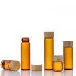 Glass Bottles Supplier - Wholesale Mini Amber Clear with Bamboo Lid Screw Cap