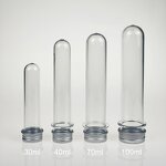 Plastic Test Tube Manufacturer - 70ml Food Grade PET Clear with Screw Caps
