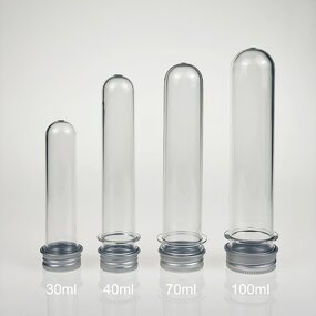 Plastic Test Tube Manufacturer - 70ml Food Grade PET Clear with Screw Caps