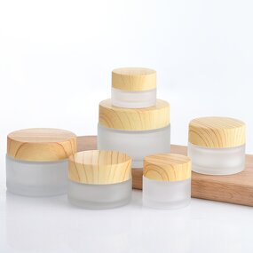 Glass Cosmetic Cream Jar Manufacturer - Wholesale Flat Frosted with Wood Cap