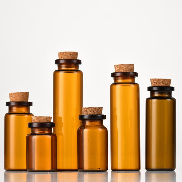Glass Vial Manufacturer - Wholesale Amber Travel Pill Container with Cork