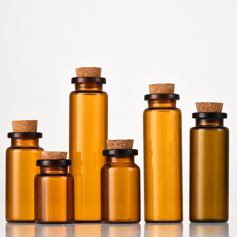 Glass Vial Manufacturer - Wholesale Amber Travel Pill Container with Cork