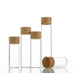 Glass Bottles Supplier - Wholesale Mini Amber Clear with Bamboo Lid Screw Cap