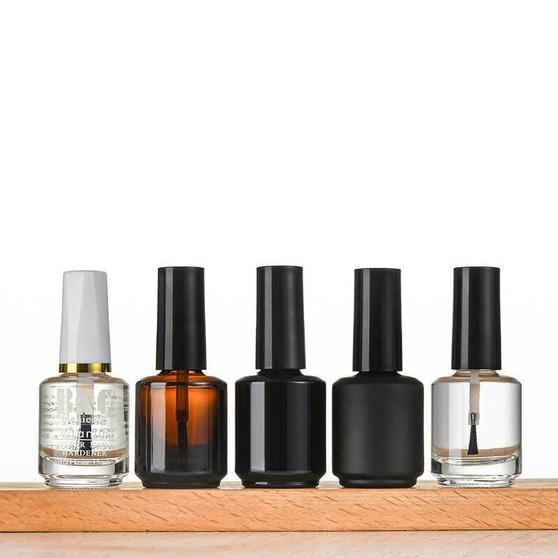 Nail Polish Glass Bottle Supplier - Wholesale 15ml Amber Black with Brush