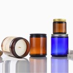 Glass Candle Jar Manufacturer - Wholesale 8oz Clear Blue with Aluminum Lid