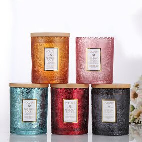 Glass Candlestick Holder Factory - Luxury Embossed 200ml with Bamboo Lid