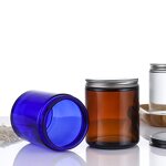 Glass Candle Jar Manufacturer - Wholesale 8oz Clear Blue with Aluminum Lid