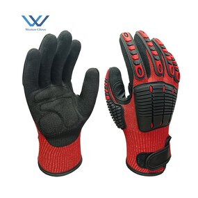 Impact Gloves Supplier - Red TPR Anti Vibration ANSI A4 Cut Resistant