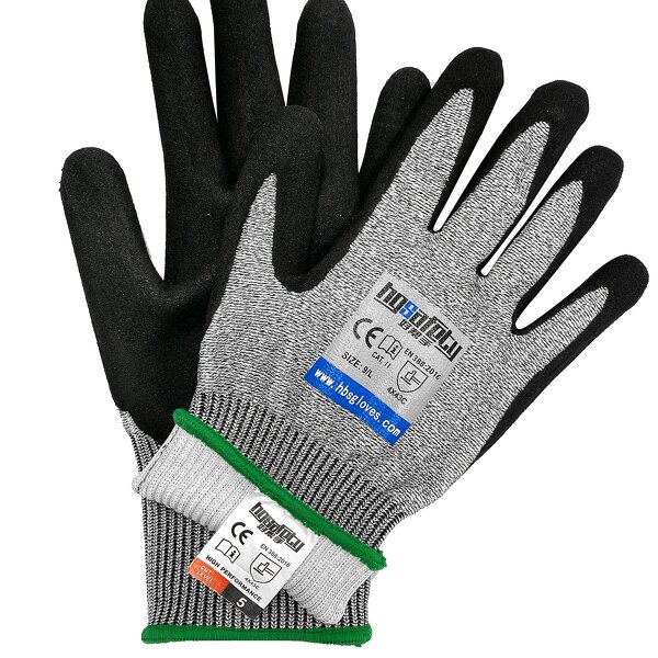 Cut Resistant Gloves Factory - EN388 4544 HPPE Level 5 Sandy Nitrile
