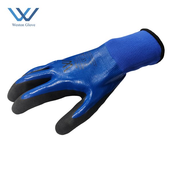 Protective Work Gloves Factory - Polyester Double Dipped Sandy Nitrile