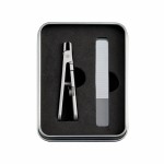 2-Piece Universal Oblique Nail Clippers with Bright Nail File Customizable Logo Stainless Steel Aluminum Box for Fingers