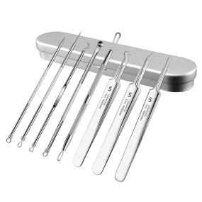 Handheld Stainless Steel Beauty Tool Kit for Facial Care Blackhead & Pimple Acne Extractor Optimal for Eye Use
