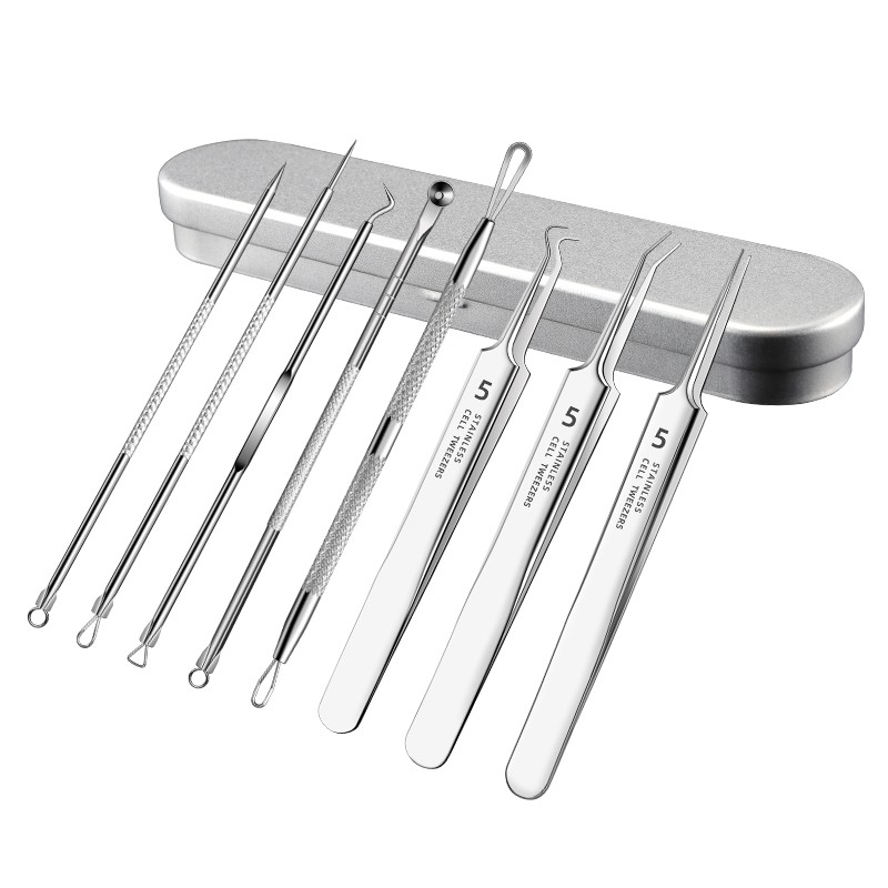 Handheld Stainless Steel Beauty Tool Kit for Facial Care Blackhead & Pimple Acne Extractor Optimal for Eye Use