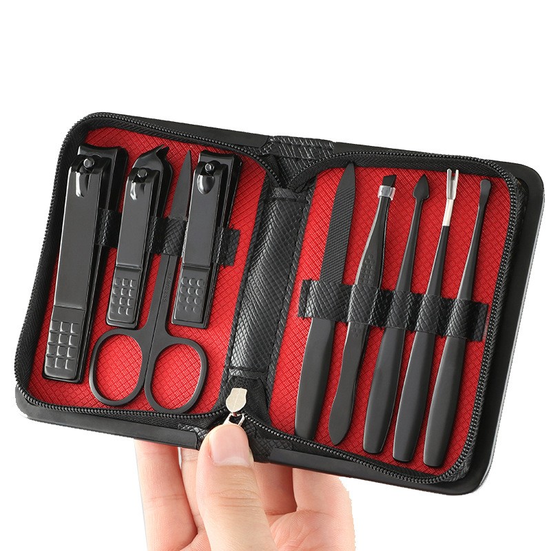 9-Piece Custom Logo Manicure & Pedicure Tool Set Stainless Steel Minimum Order 5pcs with Gift Suit Box