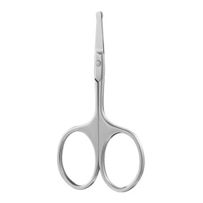 Small Rounded Curved Blades Straight Type Manicure Scissors Stainless Steel Safety Features for Beauty & Nose Hair Care