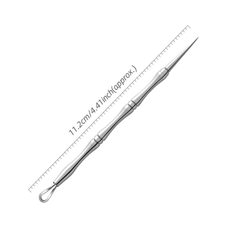 Super-Pointed Double-Head Stainless Steel Acne Needle Closed Blackhead Pick Tool for Face Acne Treatment Black Color