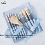 Makeup Brush Set Manufacturer - OEM Custom 10Pcs Wood Handle Blue Brush Kit