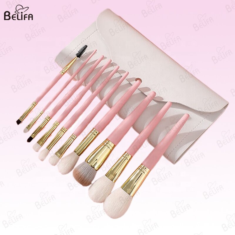 Makeup Brush Set Manufacturer - OEM/ODM Pink Color 10 Pcs New Arrival Goat Hair
