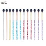 Tapered Makeup Brush Manufacturer - OEM/ODM Pink Crystal Clear Handle Fluffy