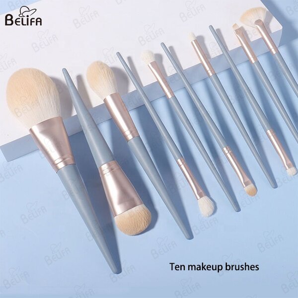 Makeup Brush Set Manufacturer - OEM/ODM Biomimetic Fiber Wool Resin Handle 10 Set