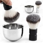 Shaving Bowl Set Manufacturer - OEM/ODM New Silver Stainless Aluminum Handle Stand