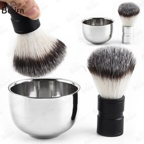 Shaving Bowl Set Manufacturer - OEM/ODM New Silver Stainless Aluminum Handle Stand