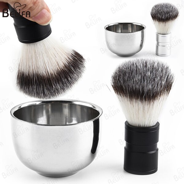Shaving Bowl Set Manufacturer - OEM/ODM New Silver Stainless Aluminum Handle Stand