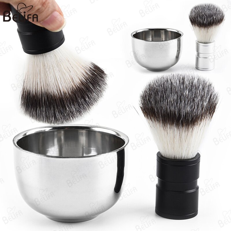 Shaving Bowl Set Manufacturer - OEM/ODM New Silver Stainless Aluminum Handle Stand
