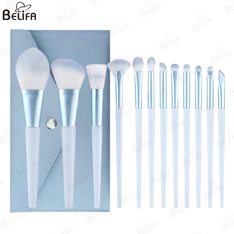 Makeup Brush Set Manufacturer - OEM/ODM High Quality Vegan 12pcs Blue Powder