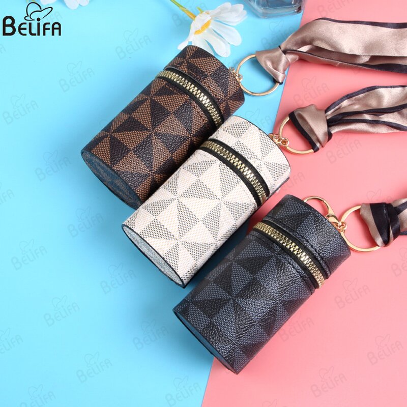 Lipstick Holder Bag Manufacturer - OEM/ODM New Designer Leather Keychain Cylinder