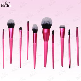 Makeup Brush Set Manufacturer - OEM Custom 10PCS Soft Synthetic Vegan Luxury Pink