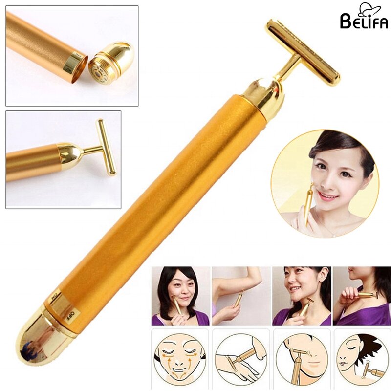 Facial Massager Manufacturer - Wholesale Custom T Shape 24k Golden Electric