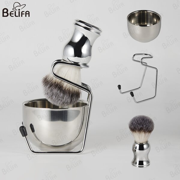 Shaving Brush Set Manufacturer - OEM/ODM Barber Vegan Grooming Stainless Steel