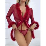 Transparent Nightgown Supplier - OEM Feather Robe Sleepwear