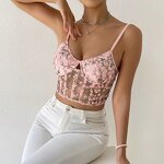 Mesh Crop Top Supplier - OEM Floral Embroidery Crop Top
