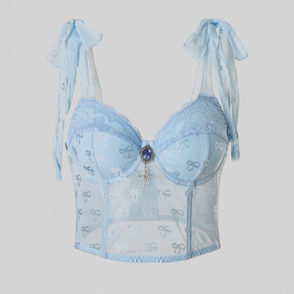 Embroidered Bustier Top Factory - OEM Corset with Rhinestone