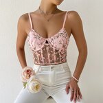 Mesh Crop Top Supplier - OEM Floral Embroidery Crop Top