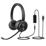 USB 3.5mm Headset Factory - ENC Noise Cancelling PU Leather Earmuffs On-Ear