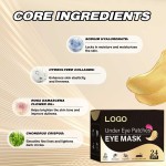 Private Label Gold Gel Mask 24 Pieces Soothing Hydrating Under Eye Patches for Dark Circles