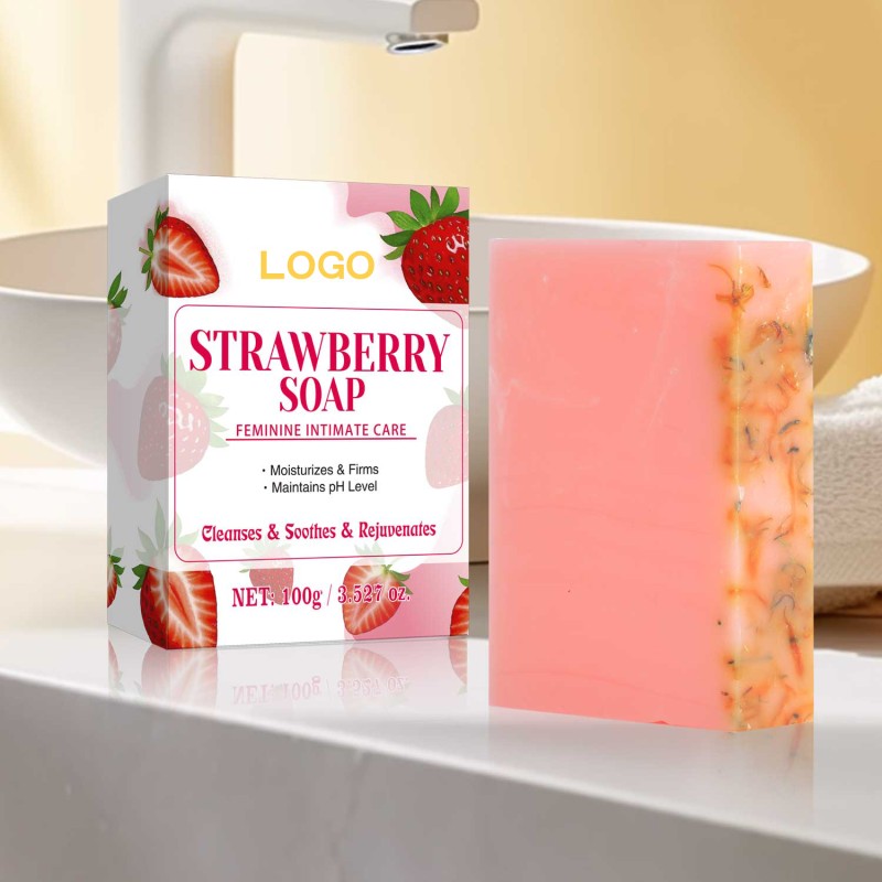 Private Label Cleaning Moisturizing Soothing Natural Bath 100g pink Strawberry Soap bar