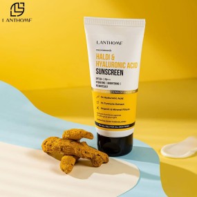 Organic Sunscreen SPF 50 + PA++ With Vitamin C Turmeric Hyaluronic Acid Uv Protection Moisturizing Brighten Sunscreen Cream