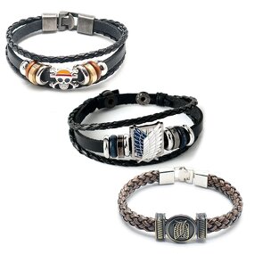 Anime Bracelet Manufacturer - OEM/ODM Fashion PU Leather Metal Skull