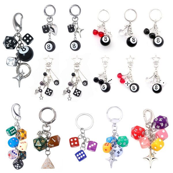 Keychain Manufacturer - OEM/ODM New Star Black 8 Pink Lucky Dice