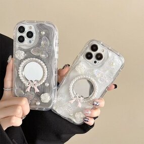 Phone Case Manufacturer - OEM/ODM Luxury Pearl Flower Bowknot Mirror for 11